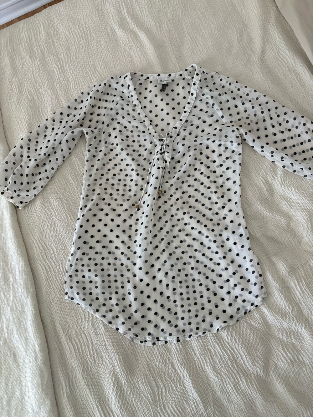 Polka Dot Tie-Front Swim Cover-Up